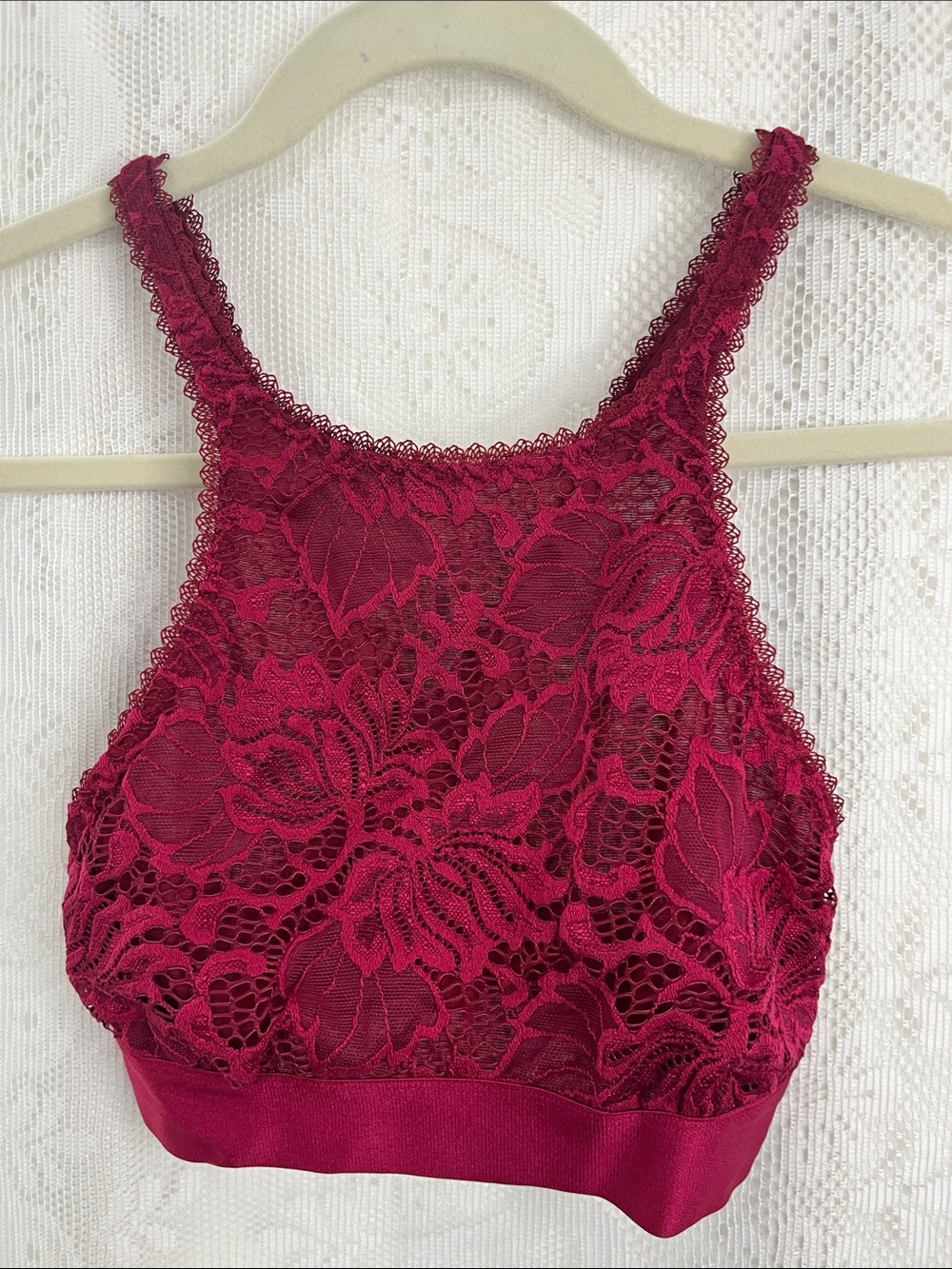 😻5for$15😻Youmita Lace High-Neck Bralette in Berry S/M